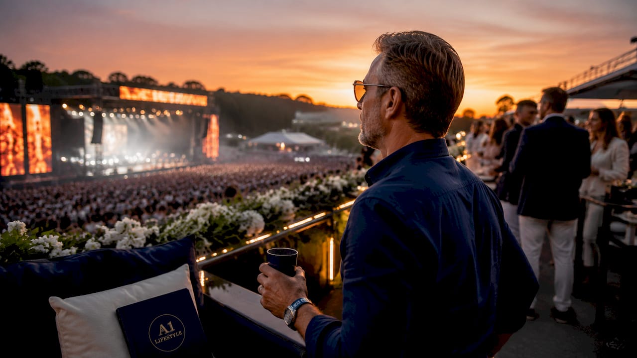 Fan enjoying exclusive premium concert viewing area