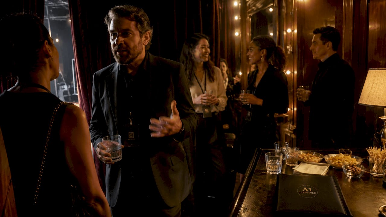 Attendees meeting performer backstage