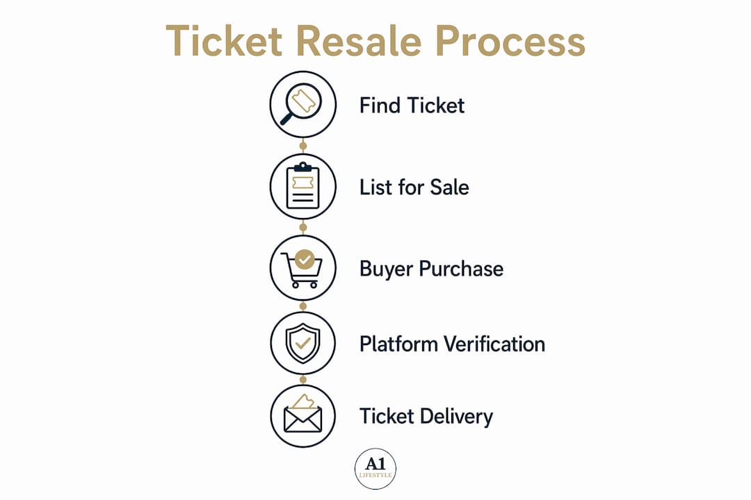 Infographic illustrating ticket resale process steps