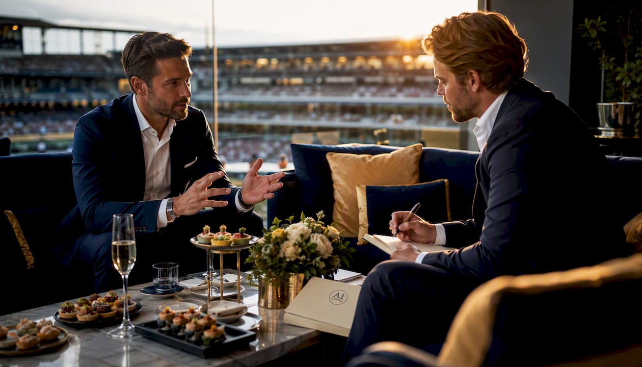 Business meeting with catering in private box