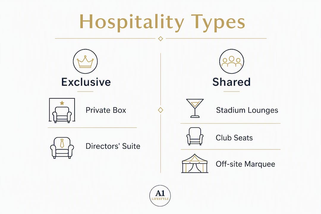 Infographic comparing exclusive vs shared hospitality types