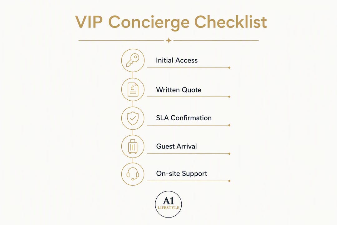 Infographic showing VIP concierge service checklist steps