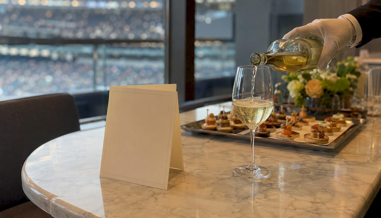 Branded corporate box menu and wine glass