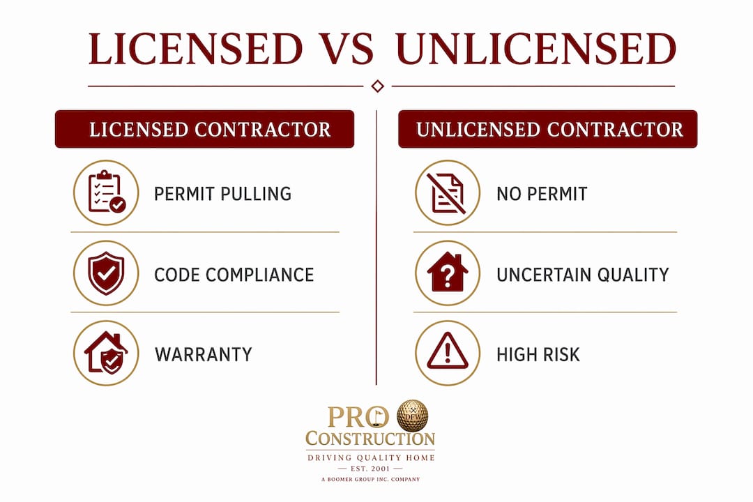 Infographic comparing licensed and unlicensed contractors
