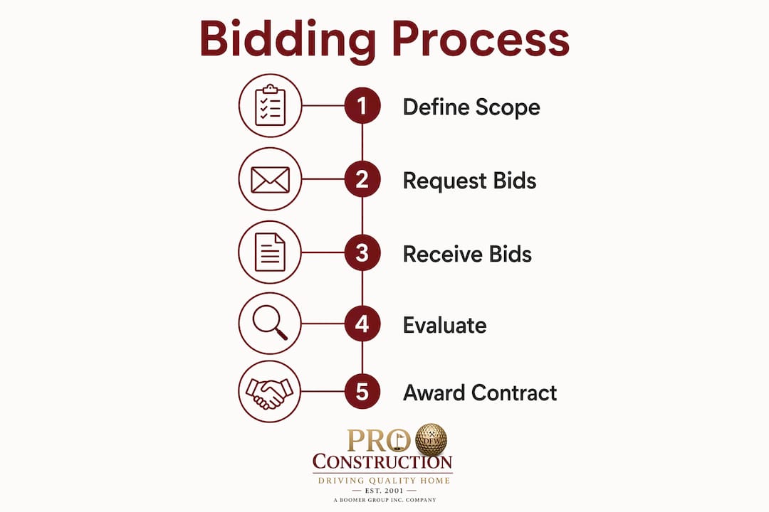 Infographic illustrating construction bidding process steps
