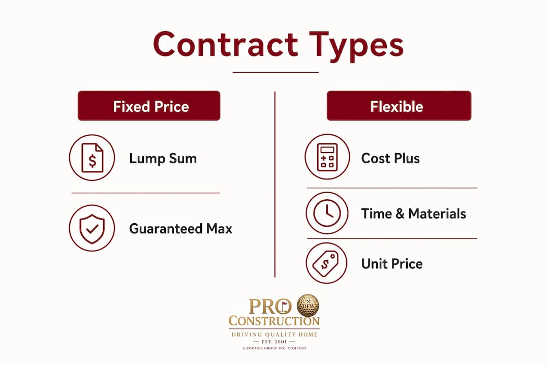 Infographic comparing construction contract types