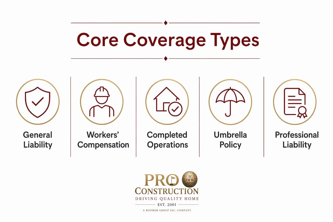 Infographic illustrating key contractor insurance coverage types