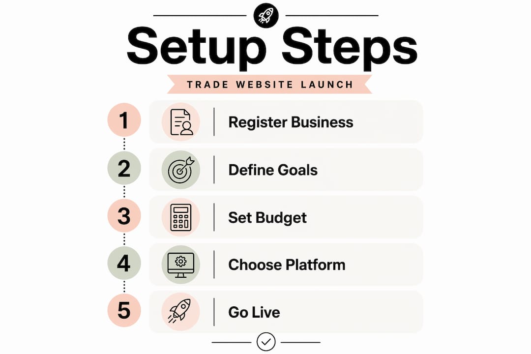 Infographic showing trade website setup process