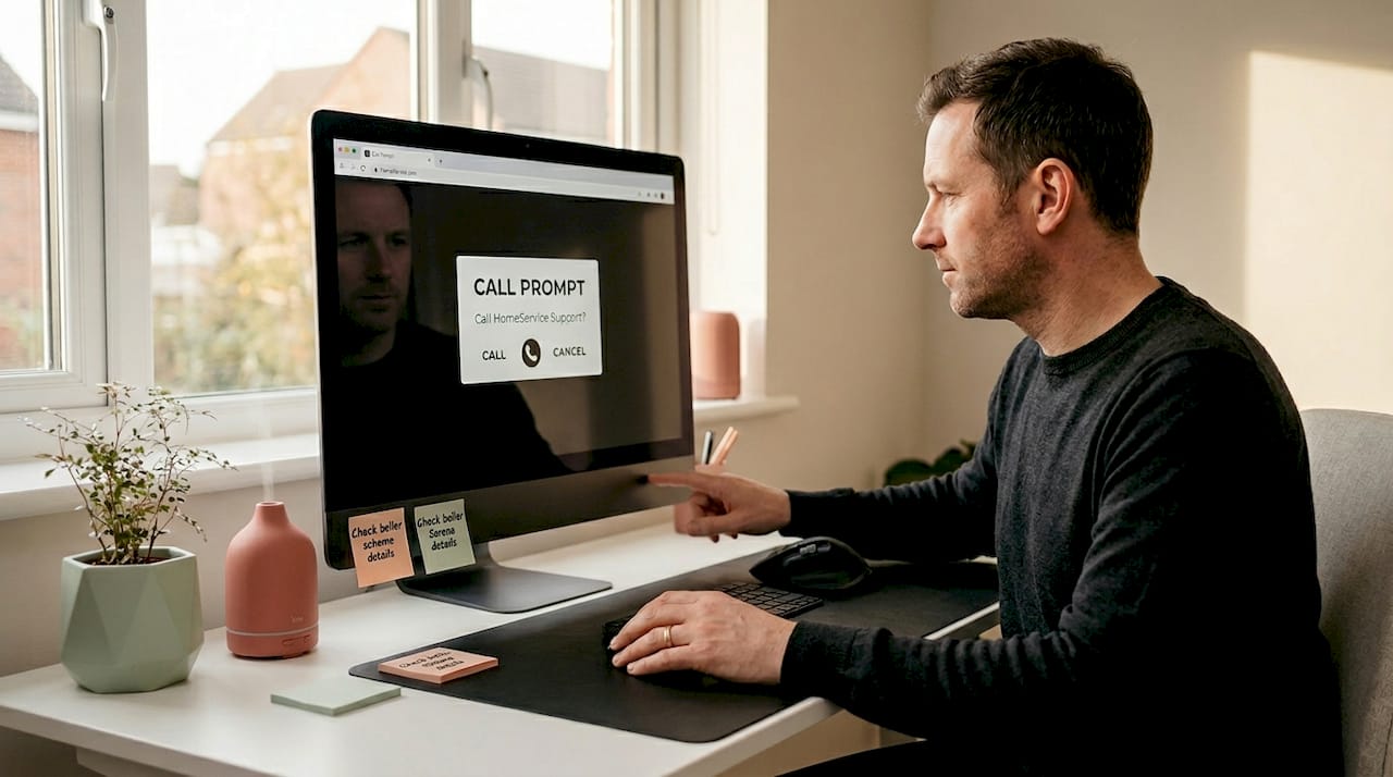 Person initiates call from desktop computer