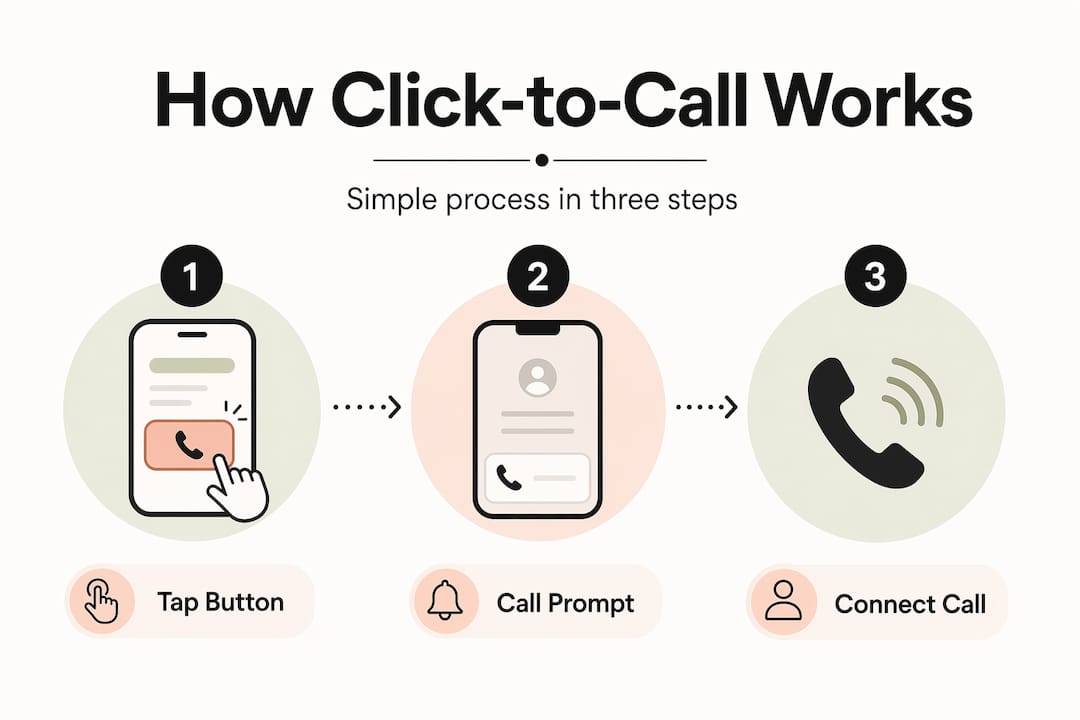 Infographic showing click-to-call steps