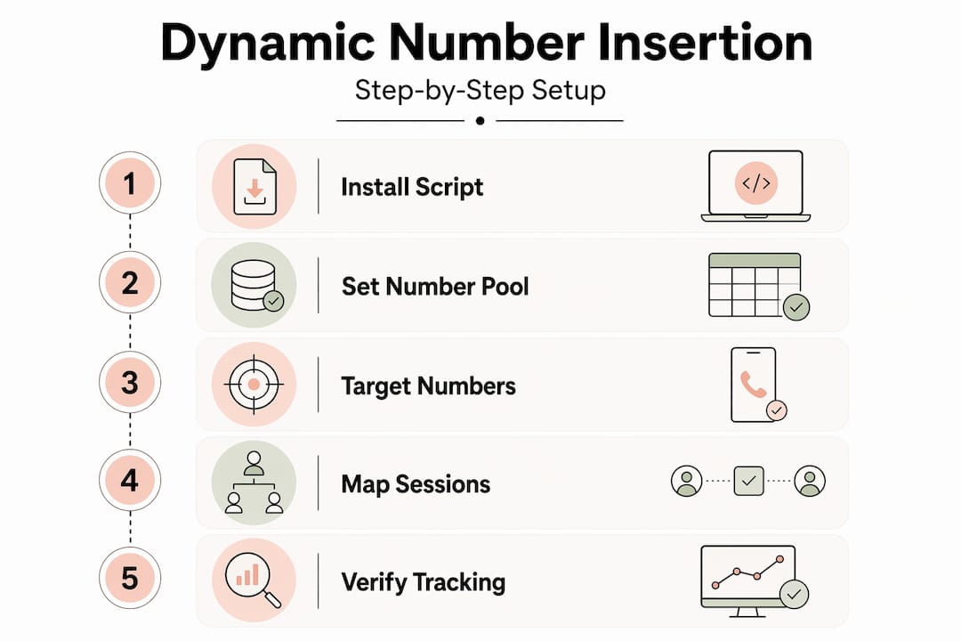 Dynamic Number Insertion step-by-step process infographic