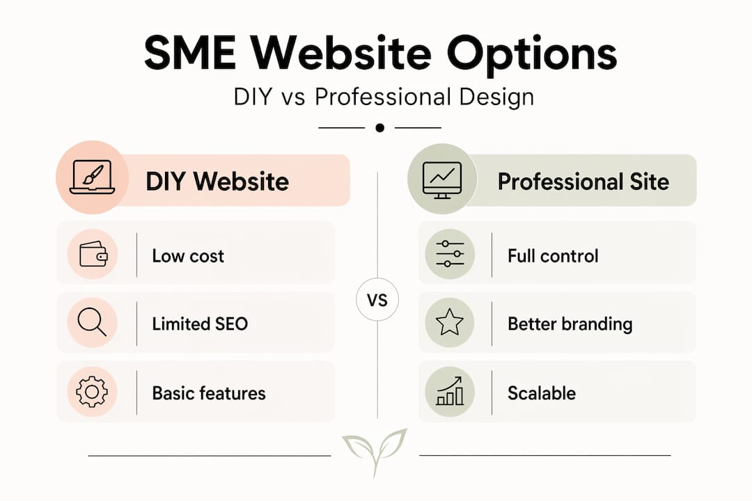 Infographic comparing DIY and professional SME websites
