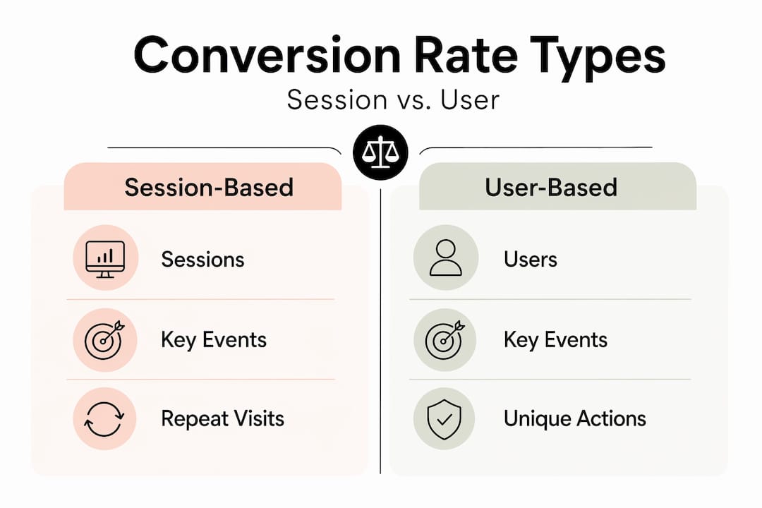 Infographic comparing session vs user conversion