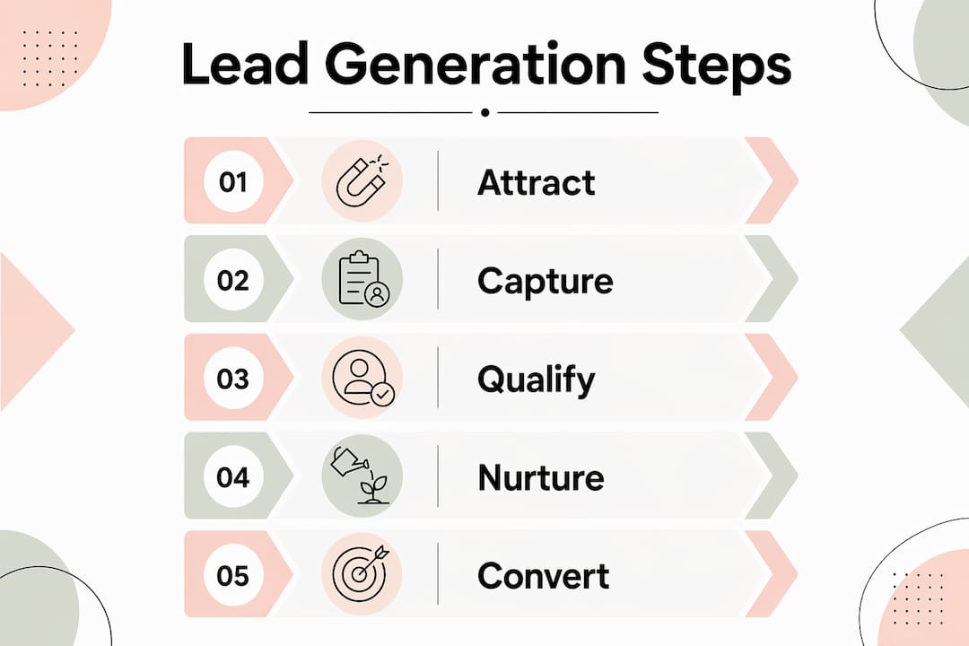 Infographic illustrating lead generation process steps