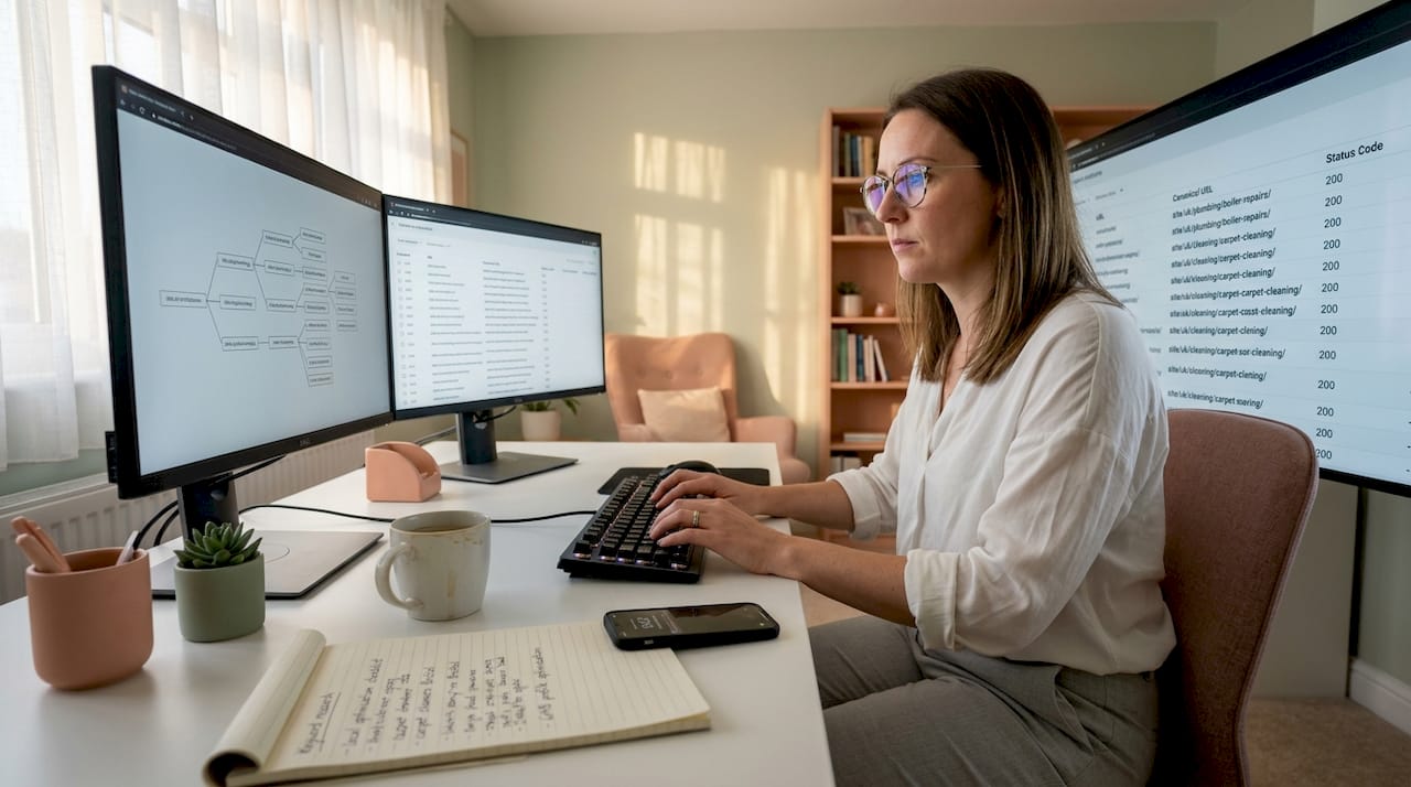 SEO professional working on URL structure analysis