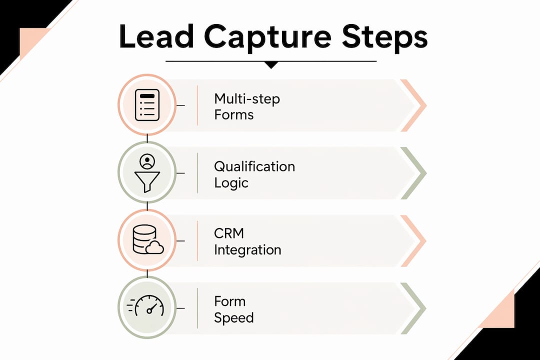 Infographic illustrating core lead capture system steps