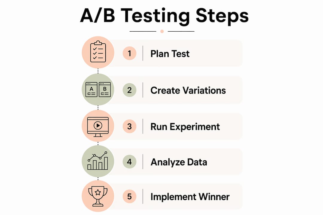 Infographic showing A/B testing process steps