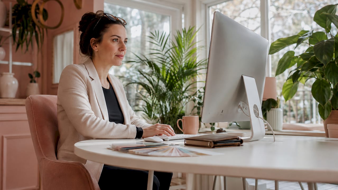 Business owner evaluating website design credibility