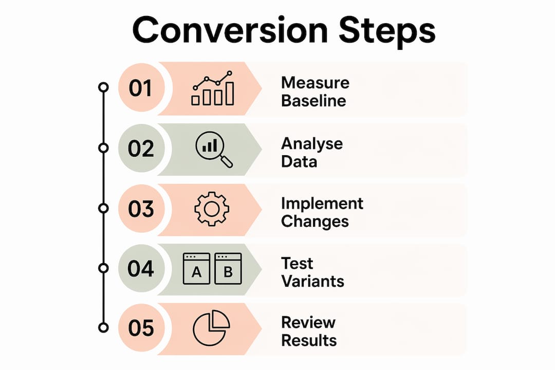 Infographic showing steps to improve conversion rate