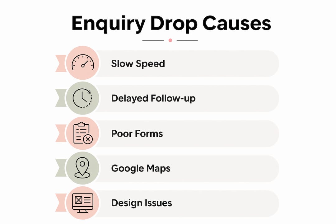 Infographic illustrating main causes of enquiry loss for trade websites