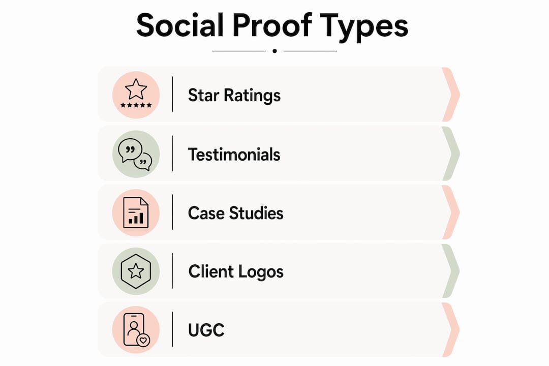 Infographic illustrating social proof types