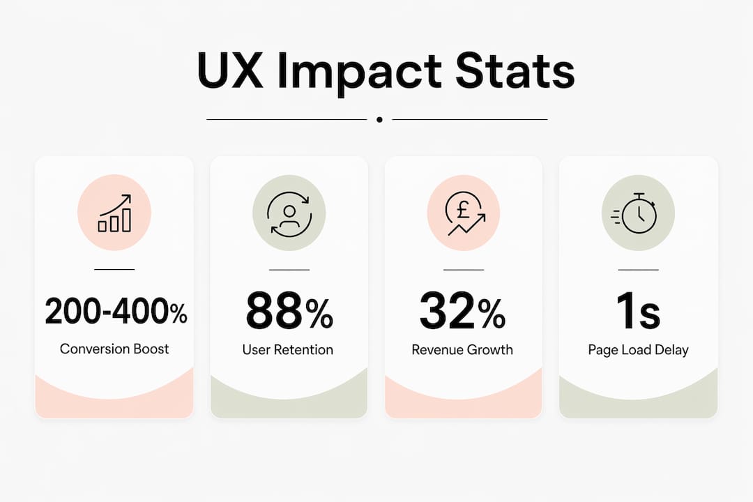Infographic showing key UX business performance statistics