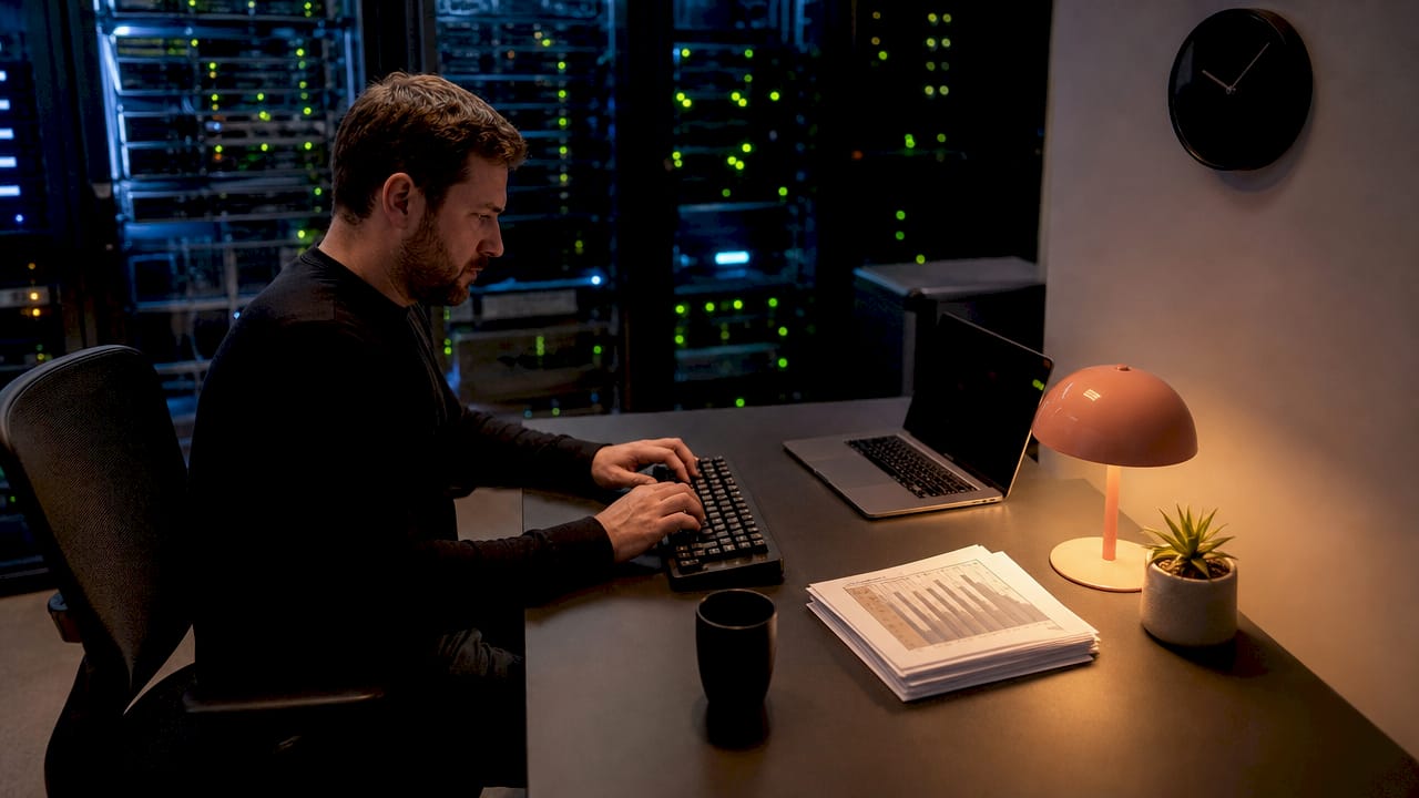 IT professional managing hosting server setup