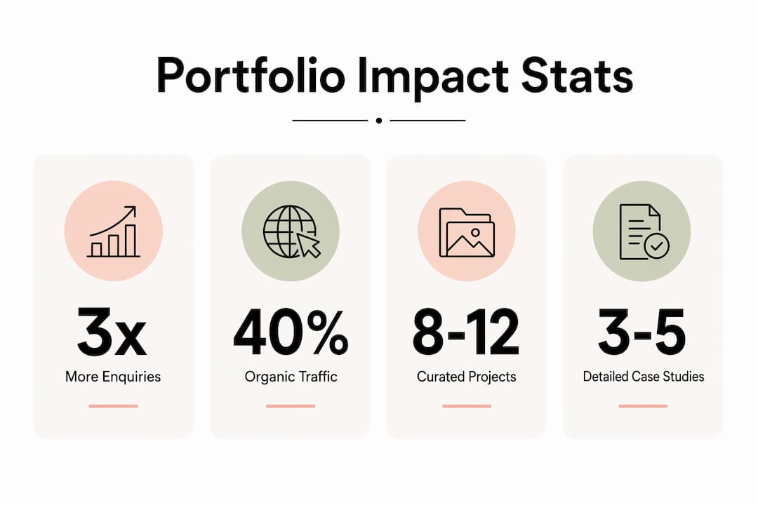 Infographic showing portfolio conversion statistics