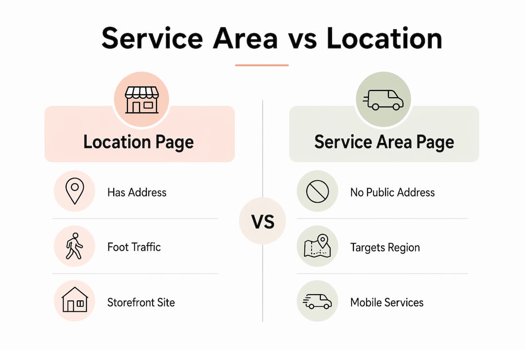Infographic comparing service area and location pages