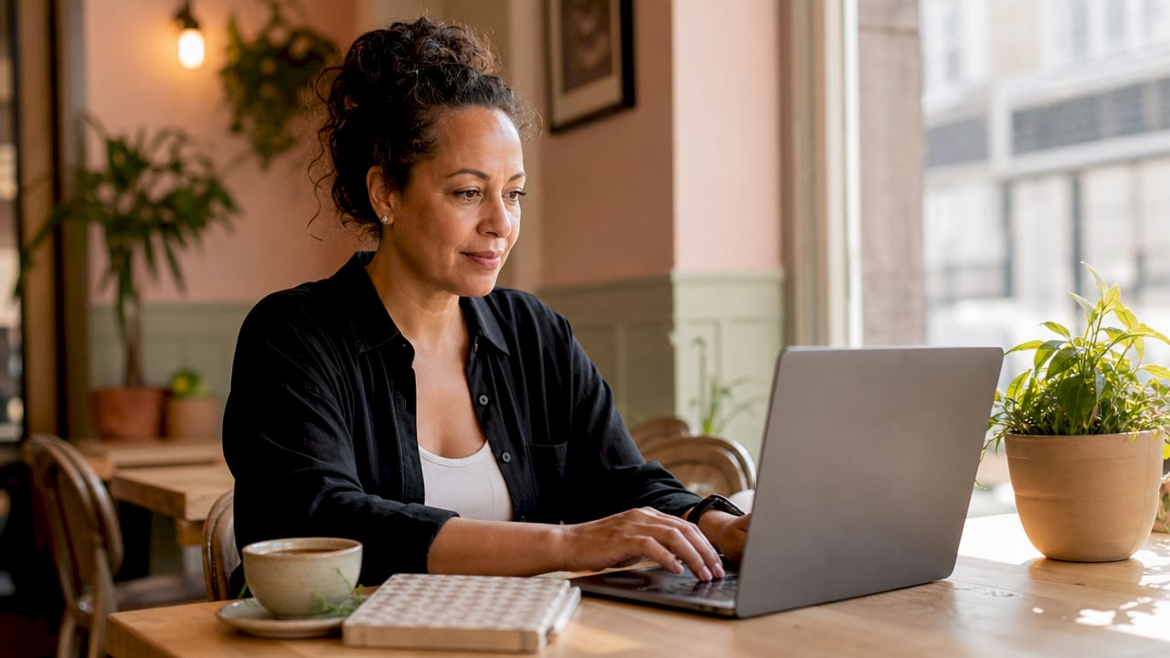 UK small business owner managing online profile