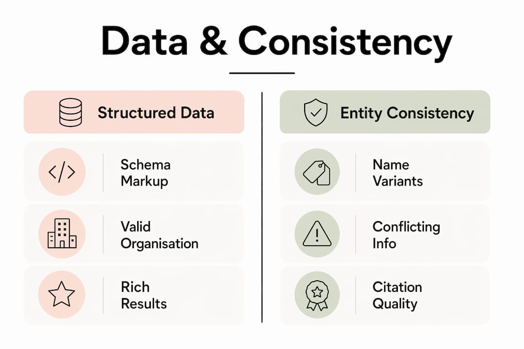 Infographic comparing structured data and entity consistency