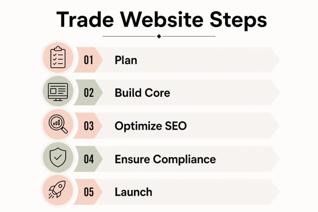 Infographic showing essential trade website steps