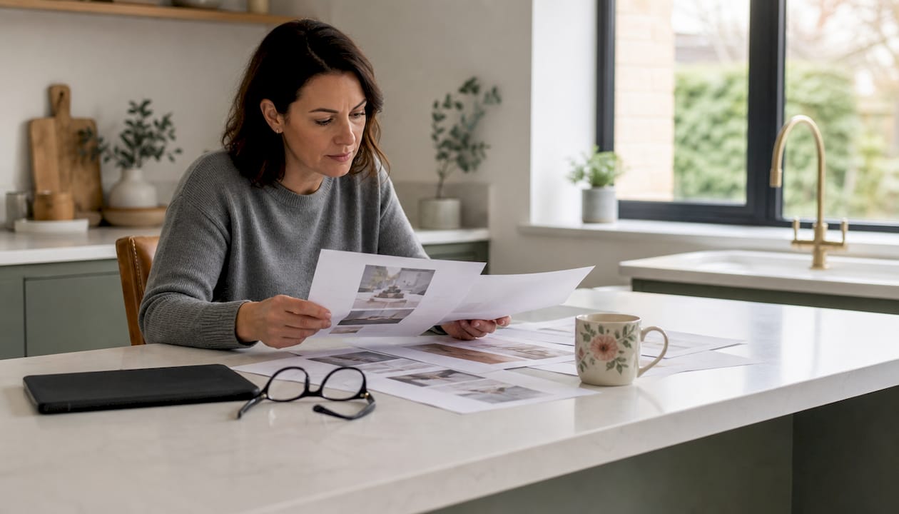 Business owner reviewing service page layouts