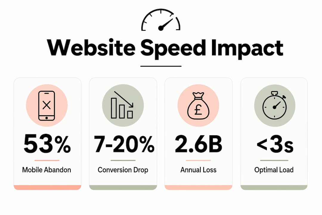 Infographic showing website speed statistics and impact
