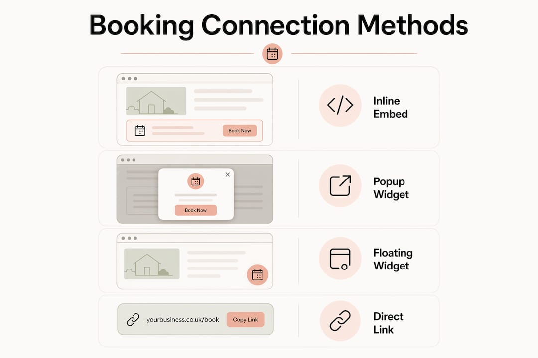 Infographic showing steps of booking connection methods