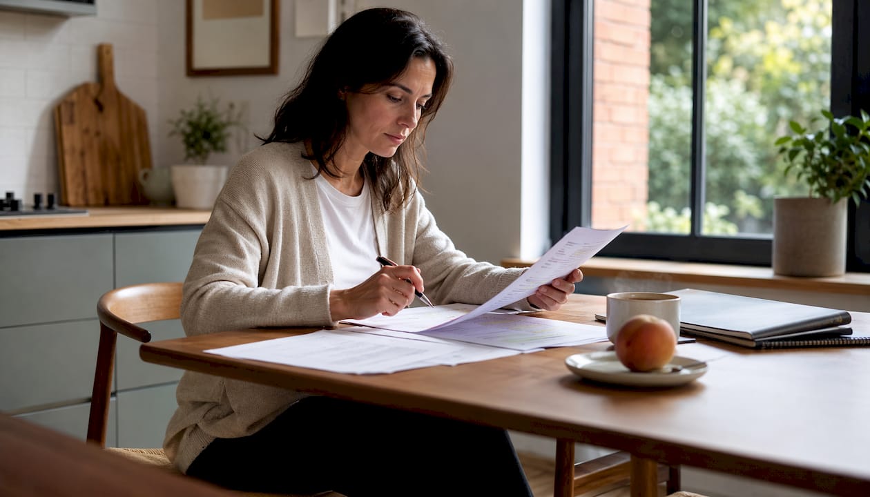 UK businesswoman reviewing GDPR documents