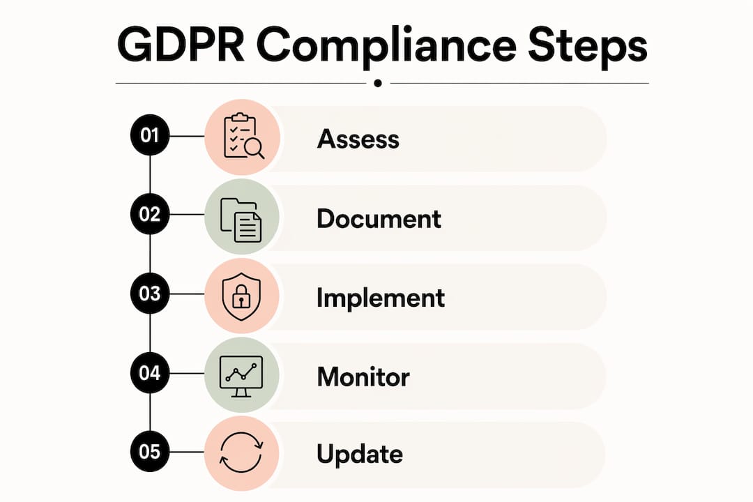 Infographic illustrating GDPR compliance steps