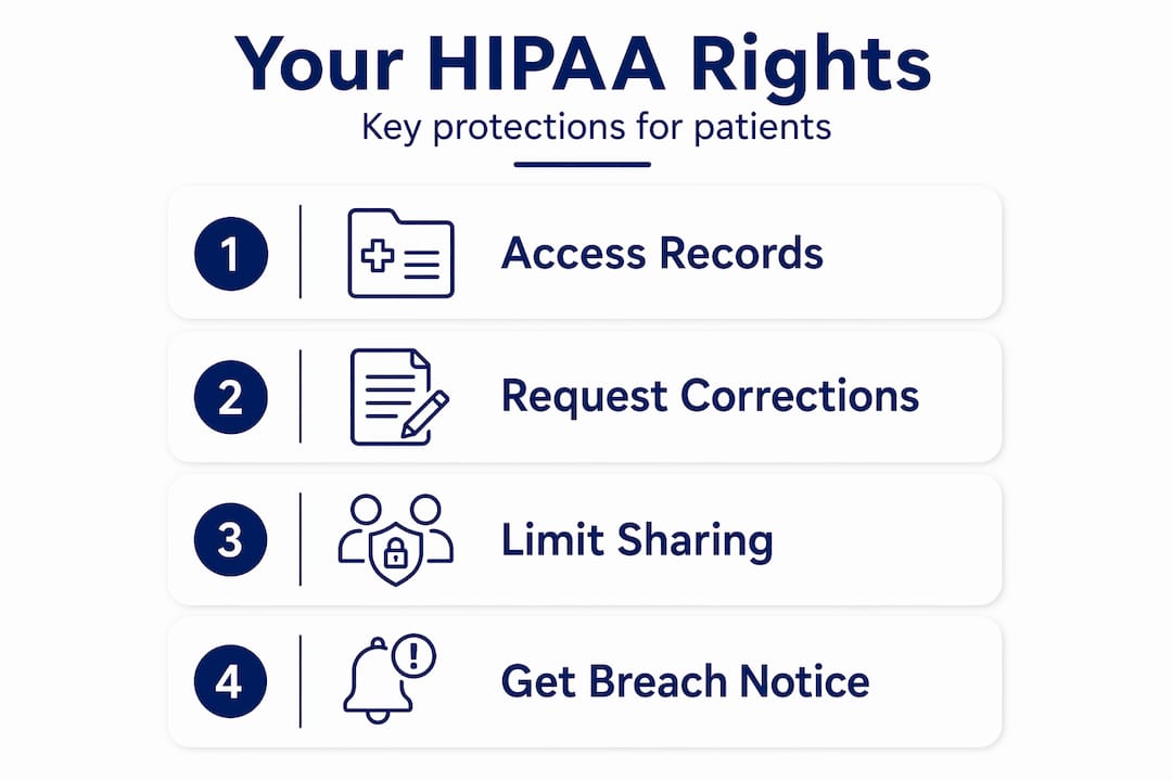 Infographic showing main HIPAA patient rights steps