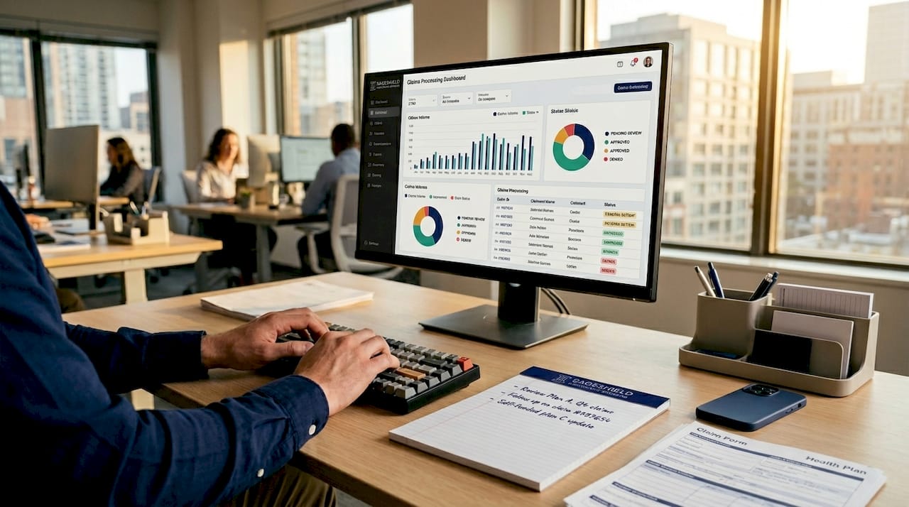 Third-party admin processing health claims dashboard