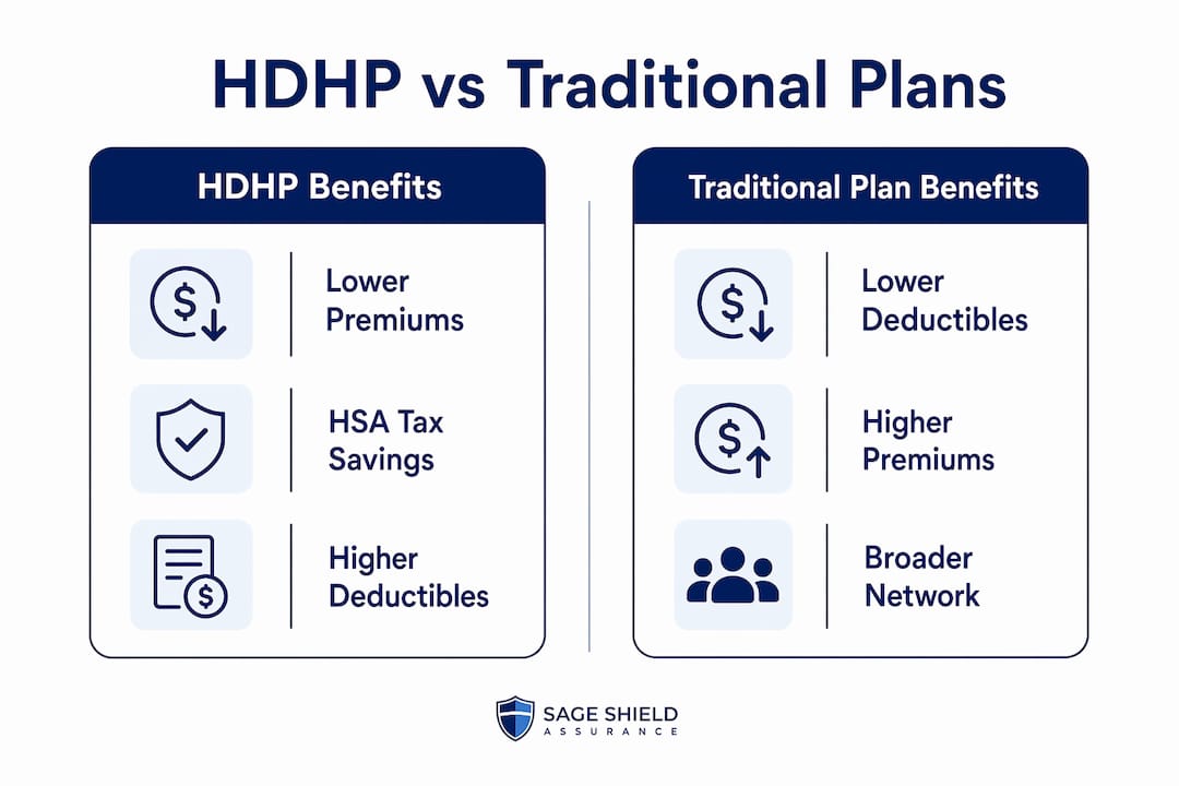 Infographic comparing HDHP and traditional health plans