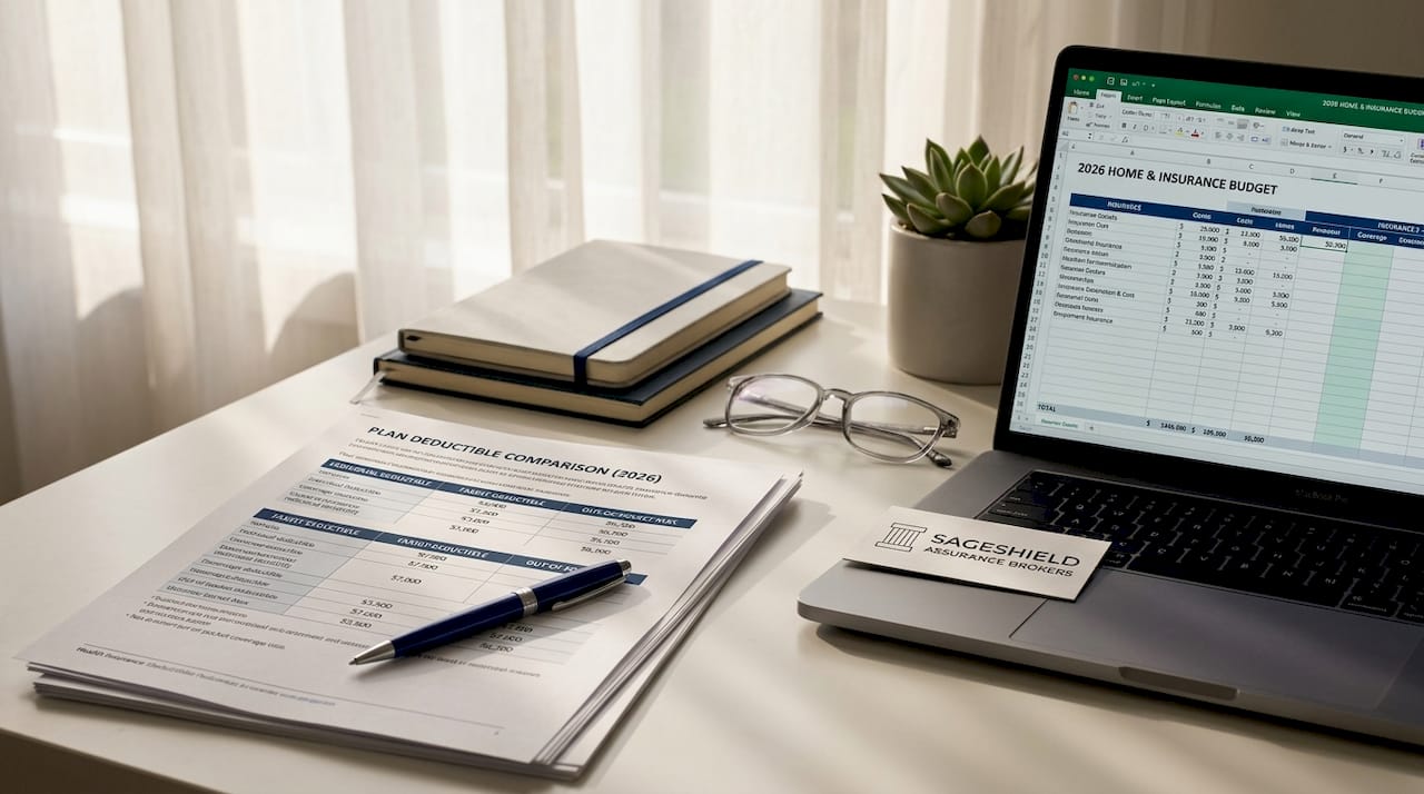 Close-up of health insurance deductible documents on desk