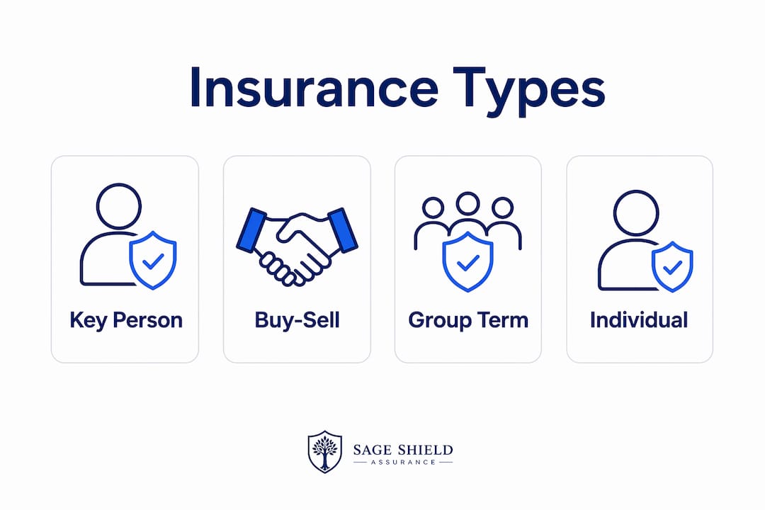 Infographic showing types of business life insurance