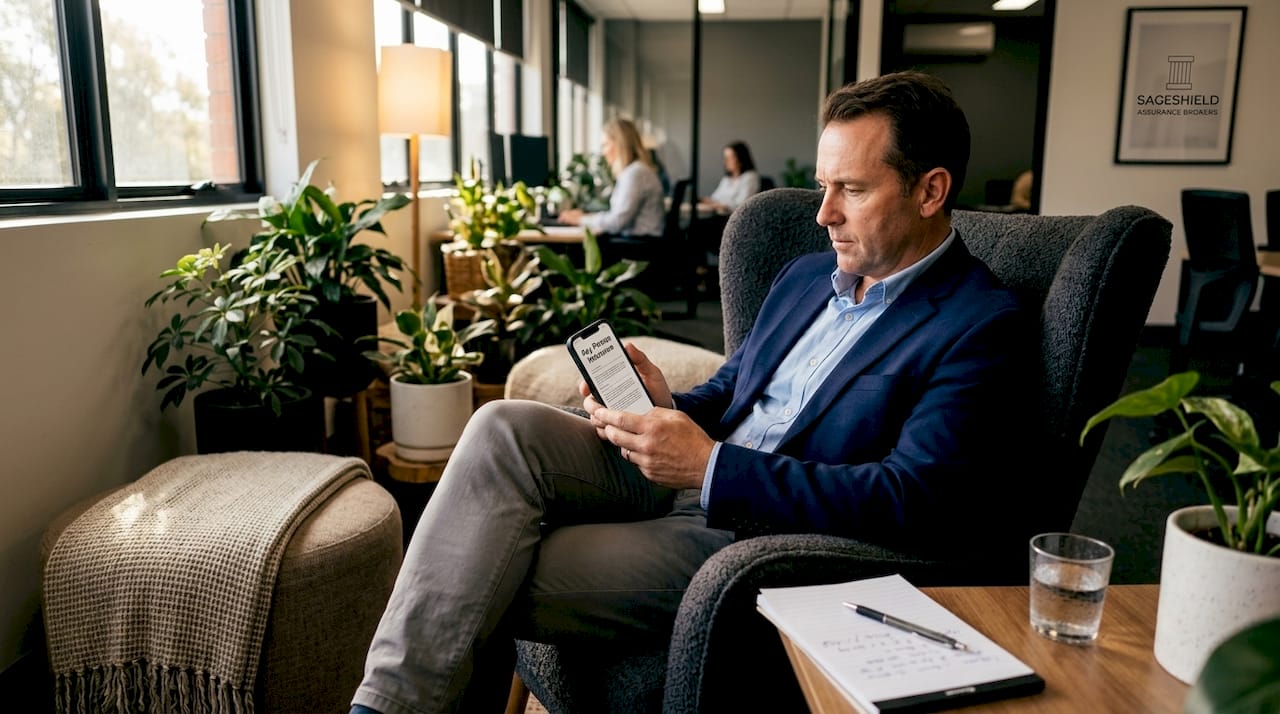 Business owner reviewing key person insurance details