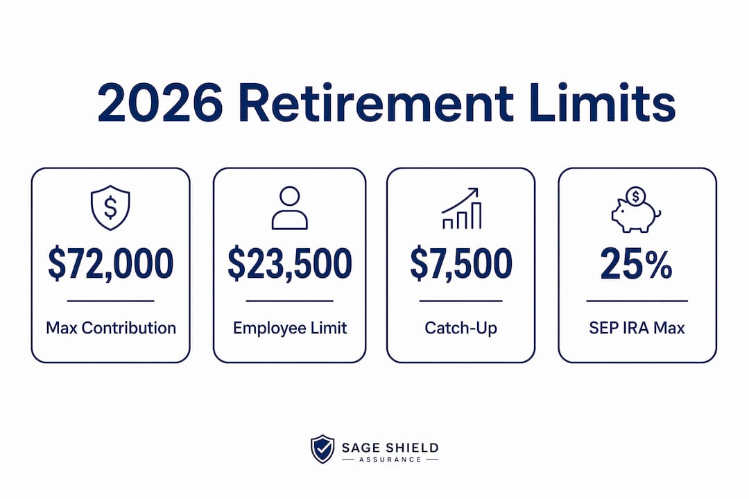 Infographic showing 2026 retirement plan contribution limits