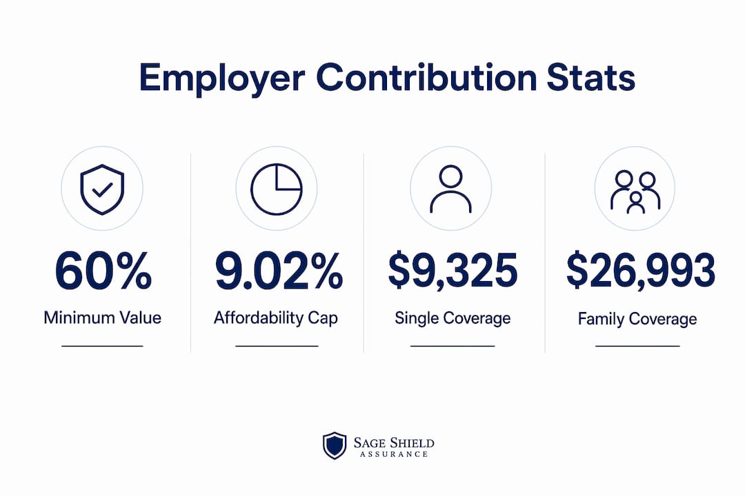 Infographic showing employer contribution and ACA key statistics