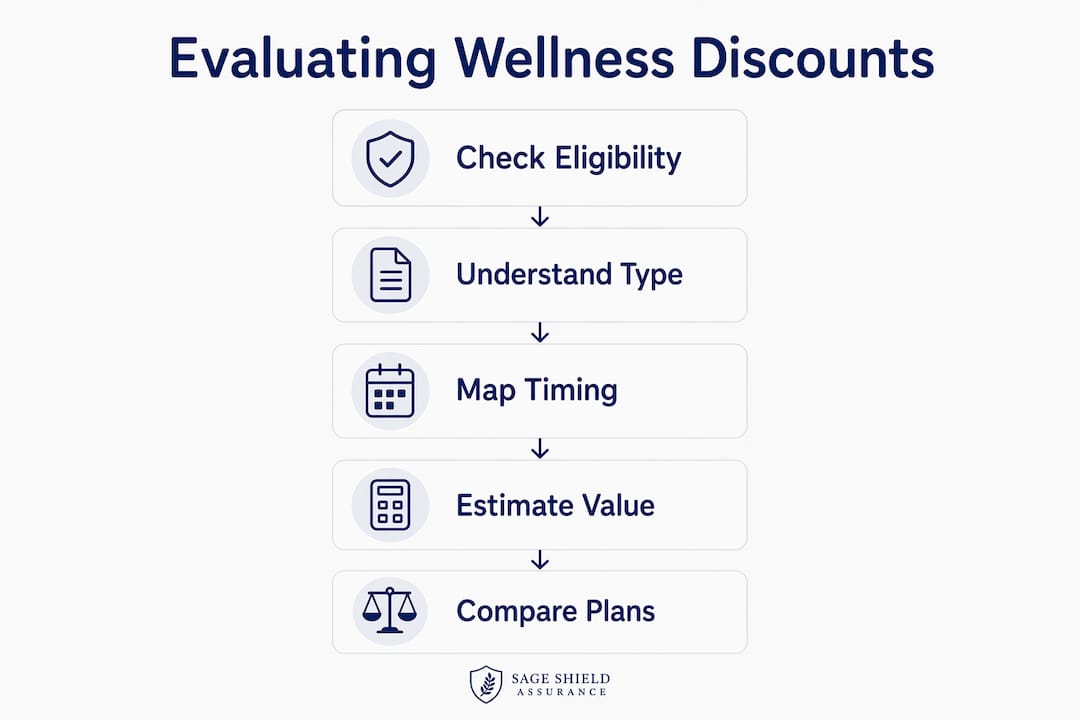 Infographic illustrating wellness discount evaluation steps