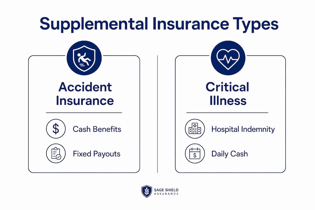 Infographic comparing main supplemental insurance types