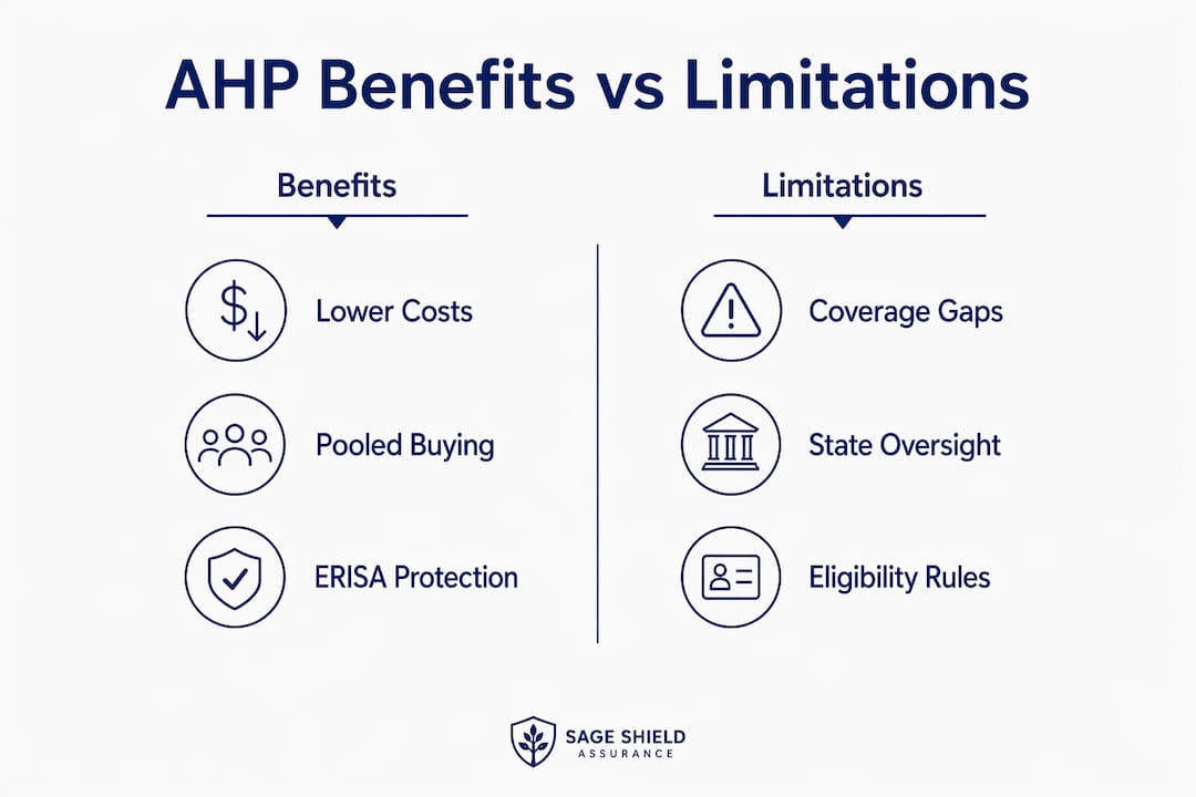 Infographic comparing AHP benefits and limitations
