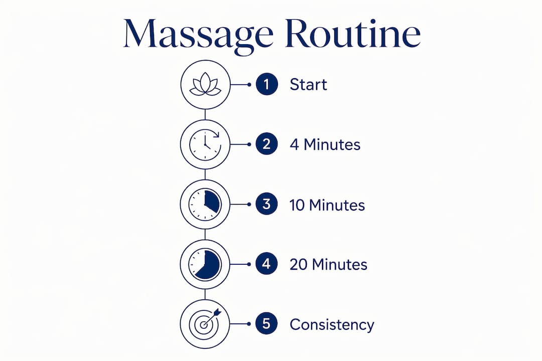 Infographic showing scalp massage routine steps and duration