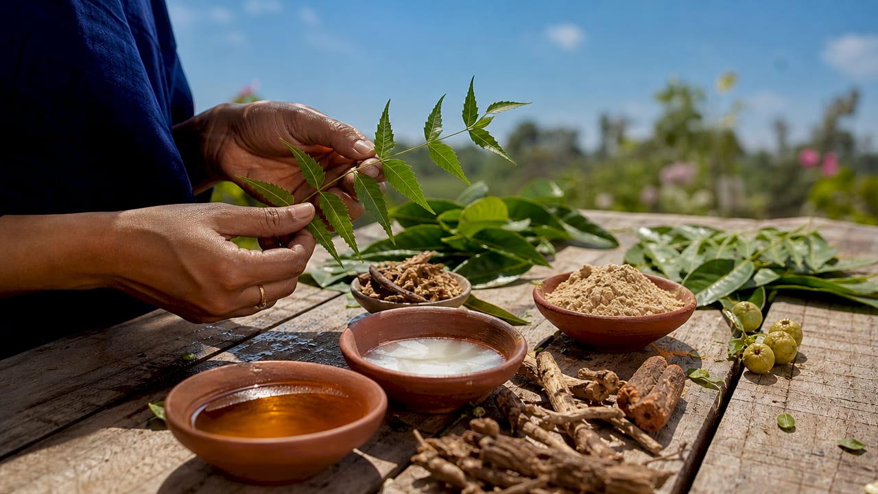 Ayurvedic herbs and oils for hair care